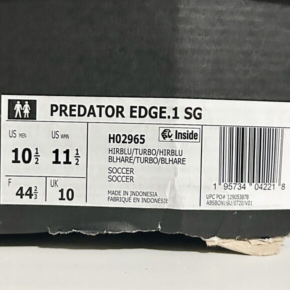 Adidas Predator Edge.1 SG “Hi-Res Blue Turbo” Men’s Size 10.5 Soccer Cleats - Picture 10 of 11